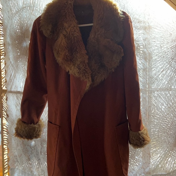 Vintage Penny Lane type coat with Faux Fur Trim - Picture 3 of 4
